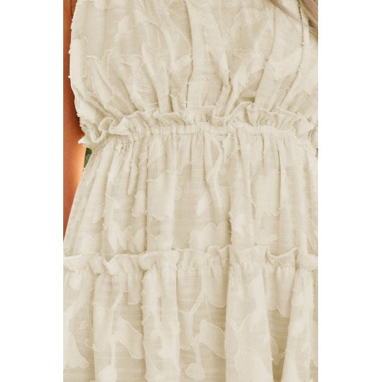 Beige Tiered Textured Babydoll Dress