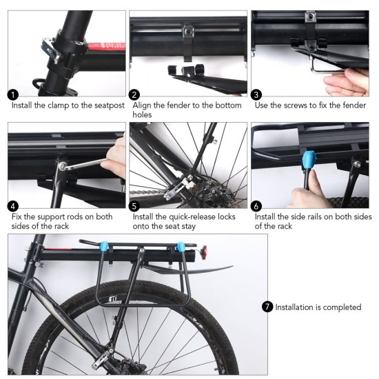 Quick Release Adjustable Bike Bicycle Cargo Rack Bike Rear Rack Mountain Road Bicycle Bike Cargo Luggage Carrier Rack with Fender