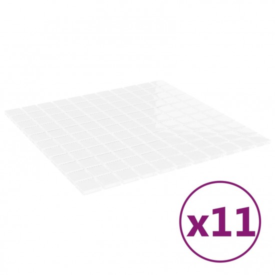  Mosaic Tiles 11 pcs White 30x30 cm Glass