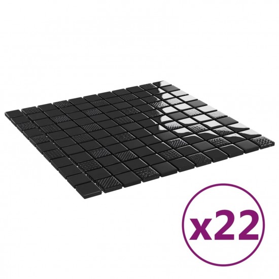  Mosaic Tiles 22 pcs Shiny Black 30x30 cm Glass