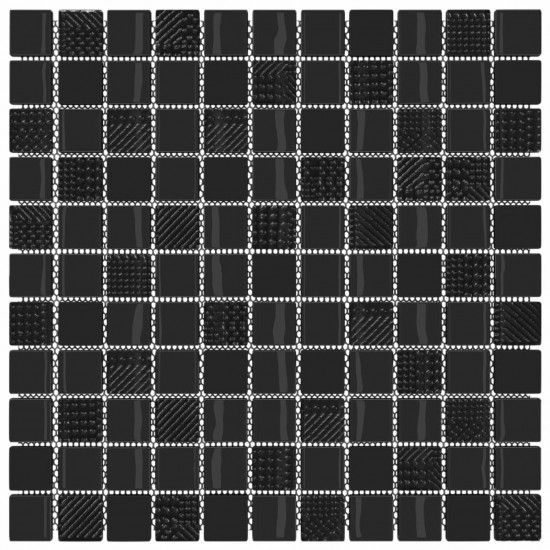  Mosaic Tiles 22 pcs Shiny Black 30x30 cm Glass