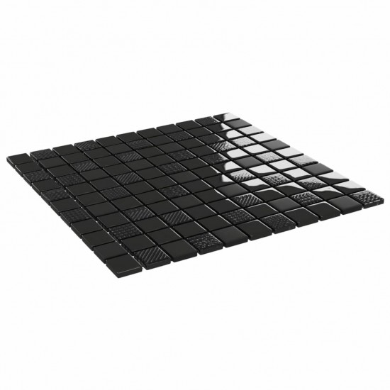  Mosaic Tiles 22 pcs Shiny Black 30x30 cm Glass