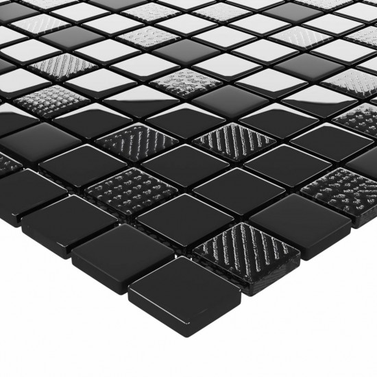  Mosaic Tiles 22 pcs Shiny Black 30x30 cm Glass