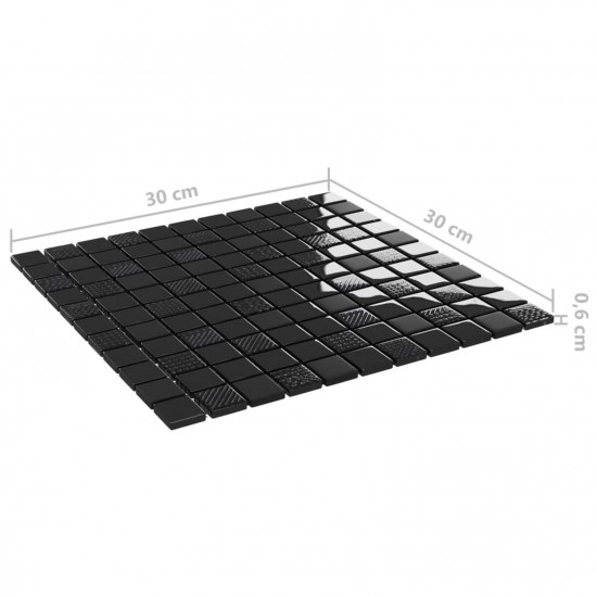  Mosaic Tiles 22 pcs Shiny Black 30x30 cm Glass