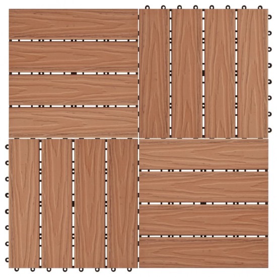 11 pcs Decking Tiles Deep Embossed WPC 30x30cm 1sqm Light Brown