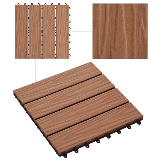 11 pcs Decking Tiles Deep Embossed WPC 30x30cm 1sqm Light Brown