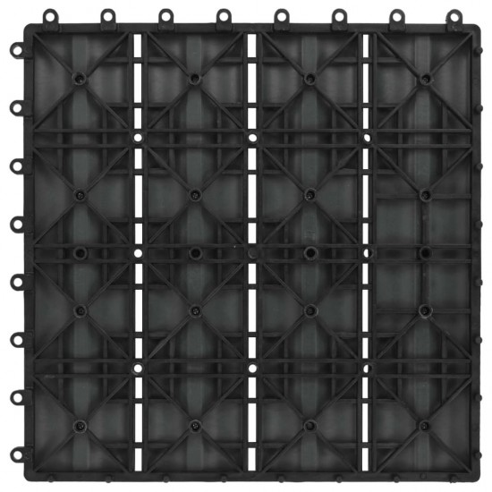 11 pcs Decking Tiles Deep Embossed WPC 30x30 cm 1 sqm Black