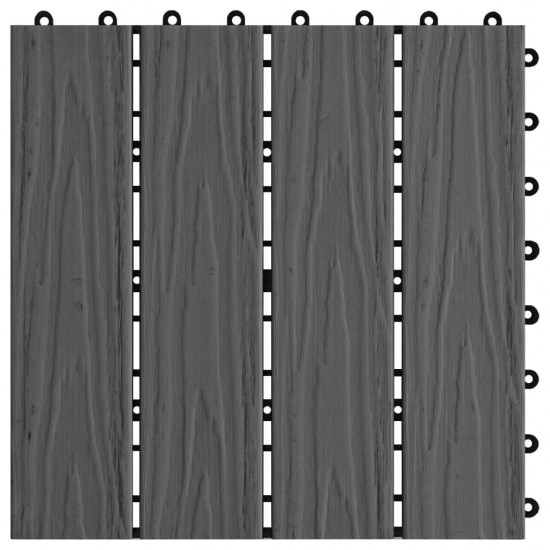 11 pcs Decking Tiles Deep Embossed WPC 30x30 cm 1 sqm Black