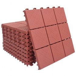 Decking Tiles 10 pcs Red 30.5x30.5 cm Plastic