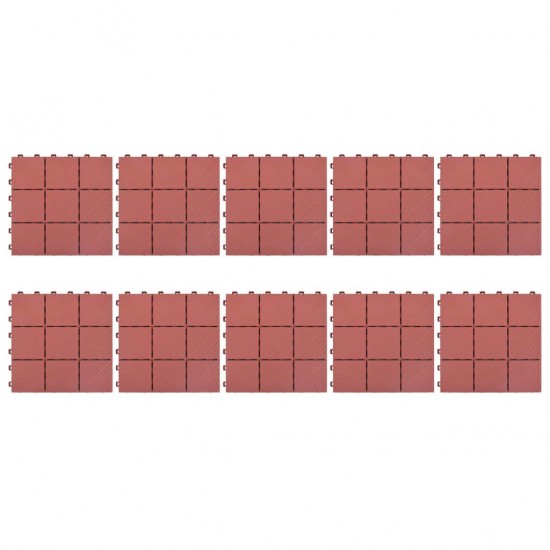 Decking Tiles 10 pcs Red 30.5x30.5 cm Plastic