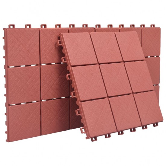 Decking Tiles 10 pcs Red 30.5x30.5 cm Plastic