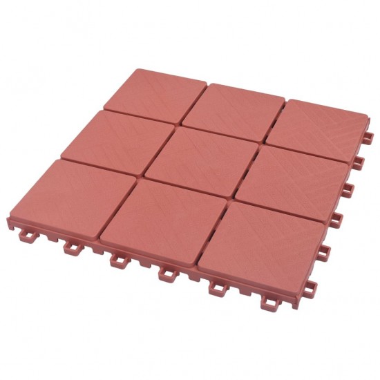 Decking Tiles 10 pcs Red 30.5x30.5 cm Plastic