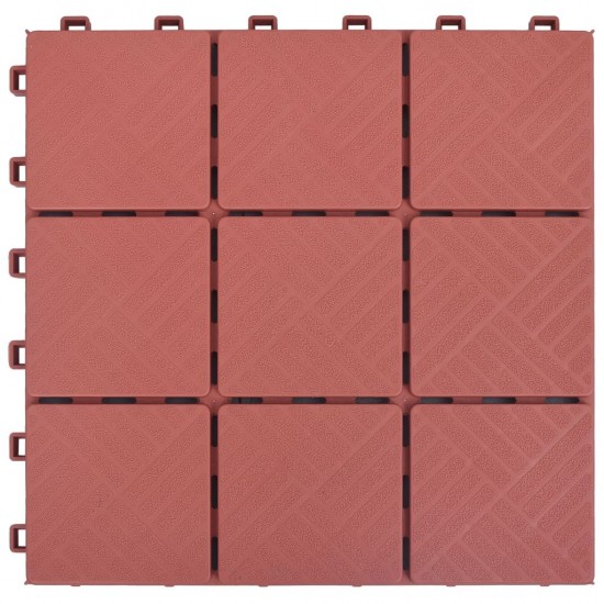 Decking Tiles 10 pcs Red 30.5x30.5 cm Plastic