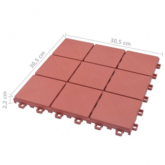 Decking Tiles 10 pcs Red 30.5x30.5 cm Plastic