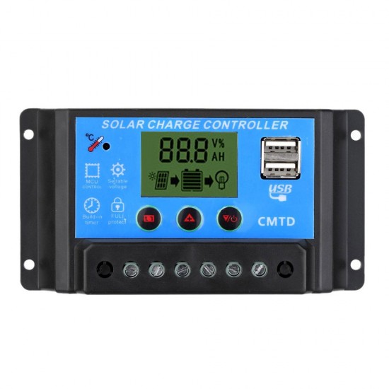 Anself 20A 12V/24V Solar Charge Controller with LCD Display Auto Regulator Timer Solar Panel Battery Lamp LED Lighting Overload Protection