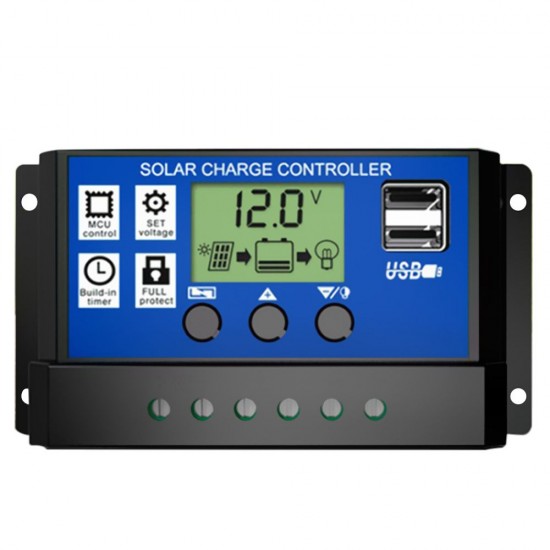 10A Solar Panel Controller LCD Battery Charge Regulator Intelligent Controller for Home Use Street Lamp