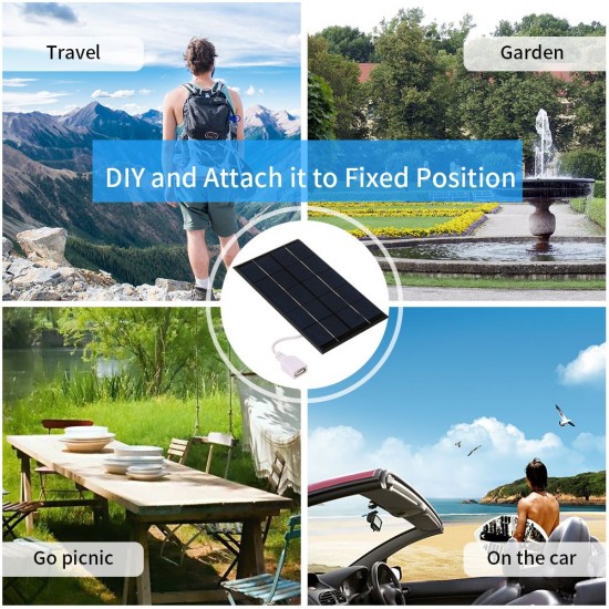 2W/5V Portable Solar Charger With USB Port Monocrystalline silicon Compact Solar Panel Phone Cellphone Power Bank Charger For Camping Hiking Travel