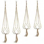 4Pcs Macrame Plant Hanger Vintage Rope Basket Indoor Outdoor Flower Pot Holder Decoration