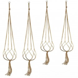 4Pcs Macrame Plant Hanger Vintage Rope Basket Indoor Outdoor Flower Pot Holder Decoration