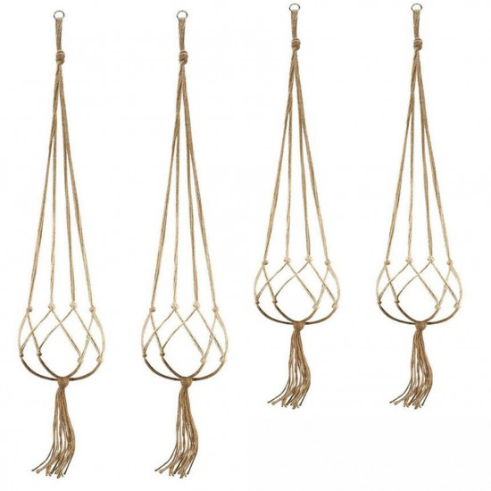 4Pcs Macrame Plant Hanger Vintage Rope Basket Indoor Outdoor Flower Pot Holder Decoration