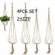 4Pcs Macrame Plant Hanger Vintage Rope Basket Indoor Outdoor Flower Pot Holder Decoration