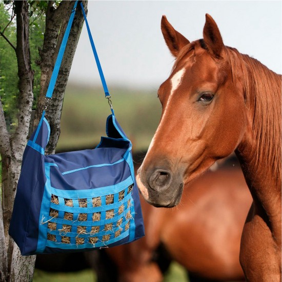 Hay Storage Bag Tote Bag with Adjustable Strap Slow Feed Feeder Bag Portable Waterproof Horse Feeding Bag for Horses Goat 24 x 18 Inch