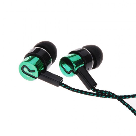 Explosion models braided wiring in-ear plating headset mobile phone MP3 universal creative gifts cross-border headphones wholesale green