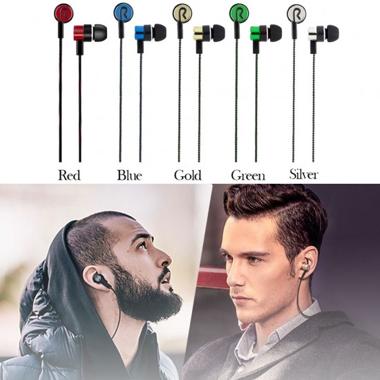 Explosion models braided wiring in-ear plating headset mobile phone MP3 universal creative gifts cross-border headphones wholesale green