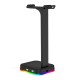 RGB Gaming Headset Stand With USB/Type-C Charger Ports Gaming Headset Holder Hanger with Stable Base for All Over-Ear Headphones