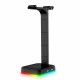 RGB Gaming Headset Stand With USB/Type-C Charger Ports Gaming Headset Holder Hanger with Stable Base for All Over-Ear Headphones