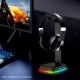 RGB Gaming Headset Stand With USB/Type-C Charger Ports Gaming Headset Holder Hanger with Stable Base for All Over-Ear Headphones