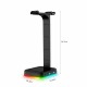 RGB Gaming Headset Stand With USB/Type-C Charger Ports Gaming Headset Holder Hanger with Stable Base for All Over-Ear Headphones