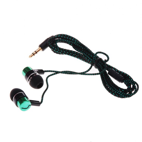 Explosion models braided wiring in-ear plating headset mobile phone MP3 universal creative gifts cross-border headphones wholesale green