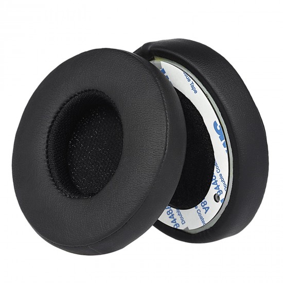 2Pcs Replacement Earpads Ear Pad Cushion for Beats Solo 2 / 3 On Ear Wireless Headphones Black