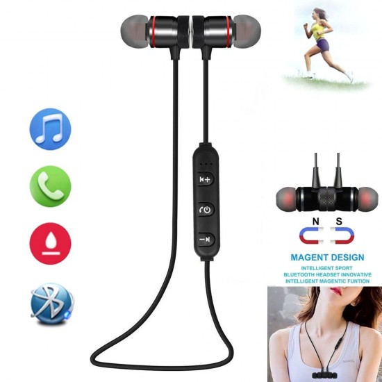 Bluetooth 4.1 Headphones Outdoor Sport Headsets Music Earphone Magnetic Suction Built-in Microphone Line Control