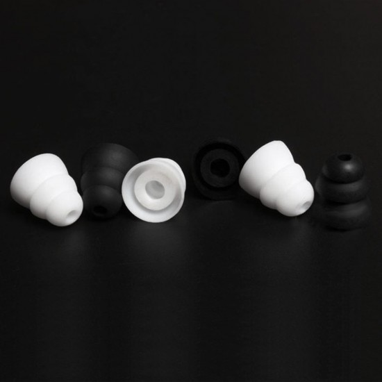 3 Pairs 6 PCS Three Layer Silicone In-Ear Earphone Covers Cap Replacement Earbud Bud Tips Earbuds eartips Earplug Ear Pads Cushion Random Color & Size