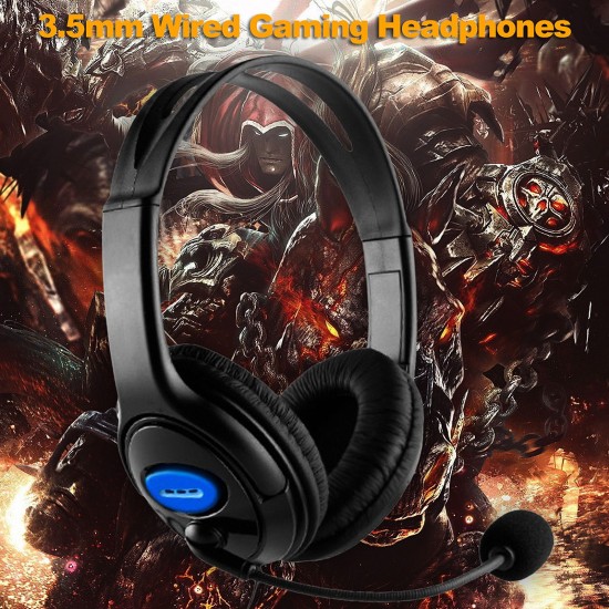 3.5mm Wired Gaming Headphones Over Ear Game Headset Stereo Bass Earphone with Microphone Volume Control for PC Laptop PS4 Smart Phone