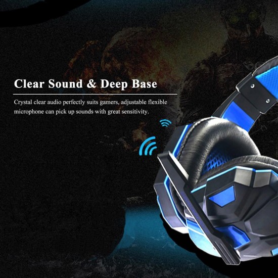 Gaming Headset Headphone for PC Laptop with Microphone with USB 3.5mm Interface LED Volume Control Over-ear Headphone