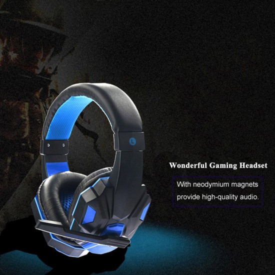 Gaming Headset Headphone for PC Laptop with Microphone with USB 3.5mm Interface LED Volume Control Over-ear Headphone