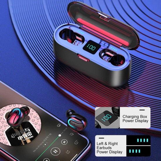 Bluetooth 5.0 Earbuds True Wireless Headphones with Mic In-ear Stereo Earphones Twins IPX5 Waterproof Sports Headset Charging Box Battery Digital Display