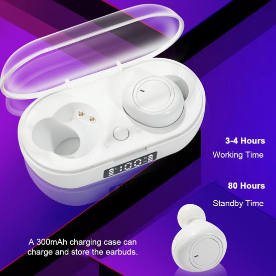 Bluetooth 5.0 Mini TWS Earbuds True Wireless Headphones Sport Headset In-ear Earphones with Mic Charging Case Battery Digital Display