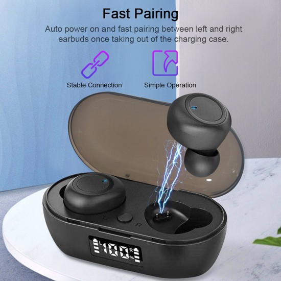 Bluetooth 5.0 Mini TWS Earbuds True Wireless Headphones Sport Headset In-ear Earphones with Mic Charging Case Battery Digital Display