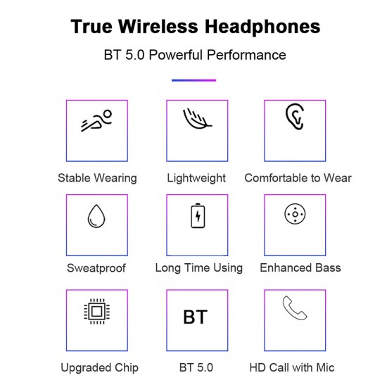 Bluetooth 5.0 Mini TWS Earbuds True Wireless Headphones Sport Headset In-ear Earphones with Mic Charging Case Battery Digital Display