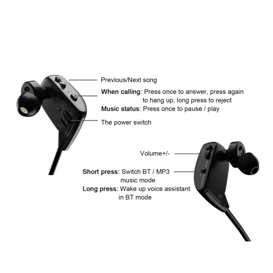 8GB MP3 Player Wireless Bluetooth 5.0 Headphone IPX5 Waterproof Music Earphone Outdoor Sports Headset with Mic for Mobile Phone