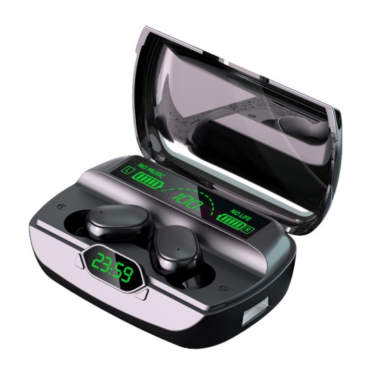 G6 Bluetooth 5.1 TWS Earbuds True Wireless Headphones Sweatproof Sports Headset with Mic 1200mAh Charging Box Clock Time Display Battery Power Display USB Output