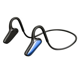 BT 5.0 Headset with Mic Open-ear Design 5.2 Surround Sound Flexible Headband 3 Controlling Buttons IP67 WaterProof, Blue