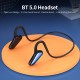 BT 5.0 Headset with Mic Open-ear Design 5.2 Surround Sound Flexible Headband 3 Controlling Buttons IP67 WaterProof, Blue