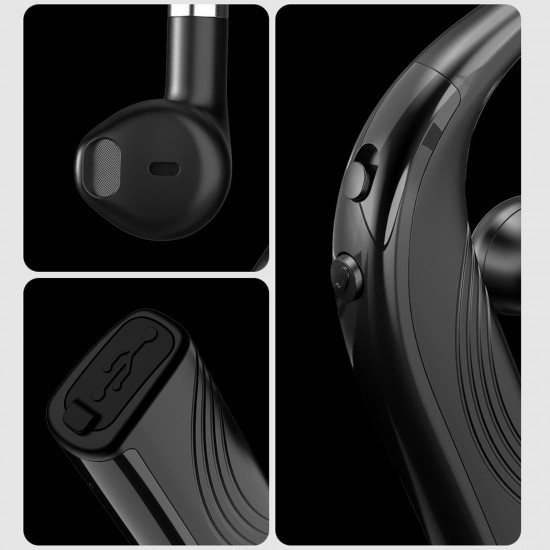 RD02 BT 5.0 Wireless Earphone Handsfree Business Headset Noise Reduction Mini  Earphone Single Earhook with MIC for Running Driving Gym Spa Black