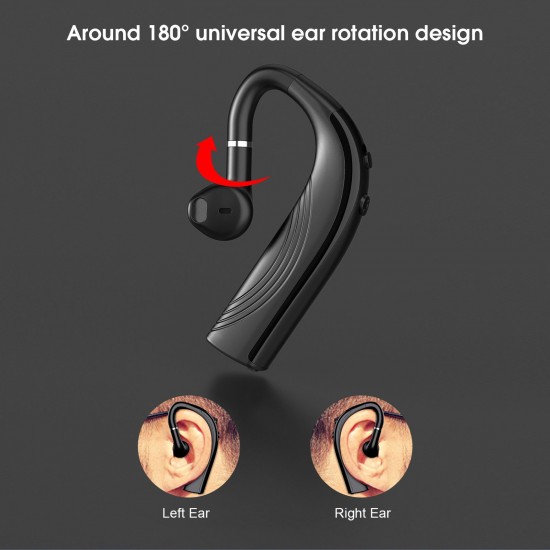 RD02 BT 5.0 Wireless Earphone Handsfree Business Headset Noise Reduction Mini  Earphone Single Earhook with MIC for Running Driving Gym Spa Black