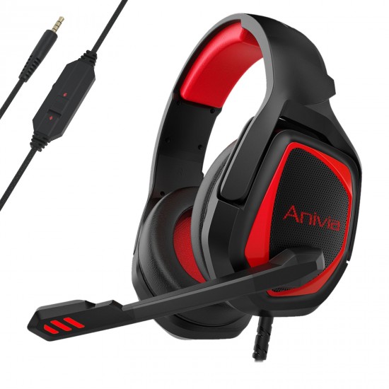 Anivia MH602 Gaming Headset for PC Laptop Noise Cancelling Over Ear Headphones with Mic 3.5mm Jack Wired Headset Bass Surround Soft Earmuffs for Games